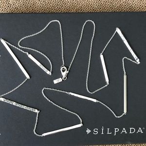 Silpada Fine Lines Sterling Long 40” Bar Necklace